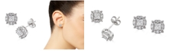 Macy's Diamond Princess Cut Quad Center Stud Earrings (1/2 ct. t.w.) in 14K White Gold